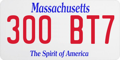 MA license plate 300BT7