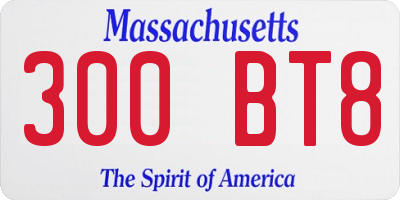 MA license plate 300BT8