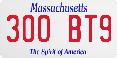 MA license plate 300BT9