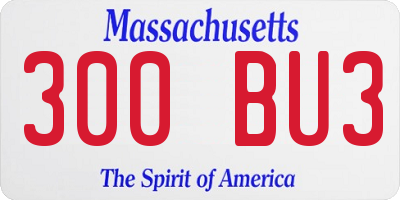 MA license plate 300BU3