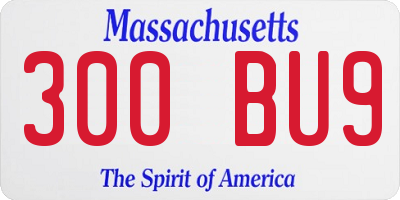 MA license plate 300BU9