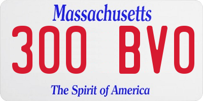 MA license plate 300BV0