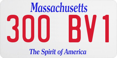 MA license plate 300BV1