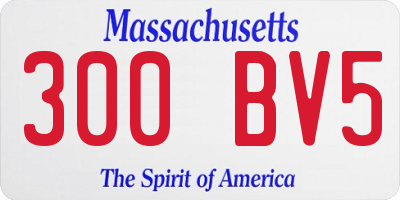 MA license plate 300BV5