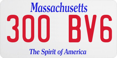 MA license plate 300BV6