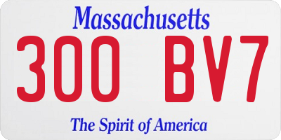 MA license plate 300BV7