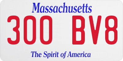 MA license plate 300BV8