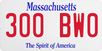 MA license plate 300BW0