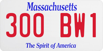 MA license plate 300BW1