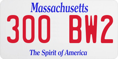 MA license plate 300BW2