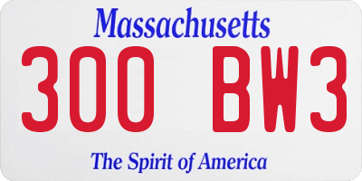 MA license plate 300BW3