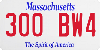 MA license plate 300BW4