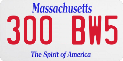 MA license plate 300BW5