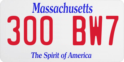 MA license plate 300BW7