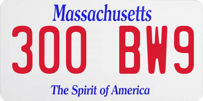MA license plate 300BW9