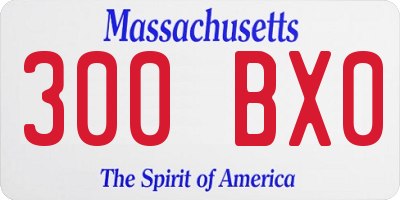 MA license plate 300BX0