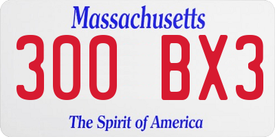 MA license plate 300BX3