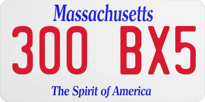 MA license plate 300BX5