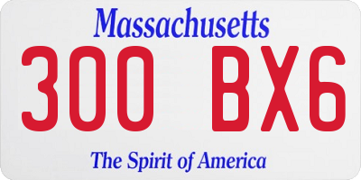 MA license plate 300BX6