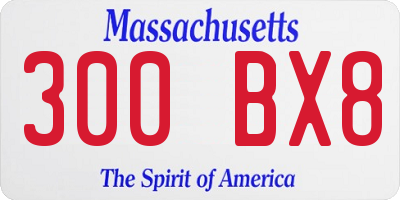 MA license plate 300BX8