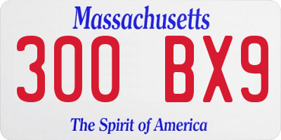 MA license plate 300BX9