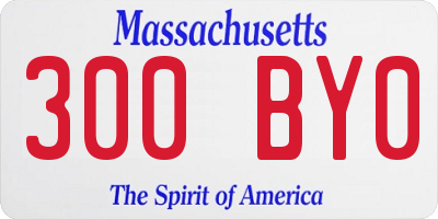 MA license plate 300BY0