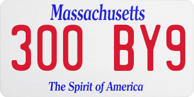 MA license plate 300BY9