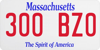 MA license plate 300BZ0