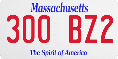 MA license plate 300BZ2
