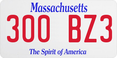 MA license plate 300BZ3