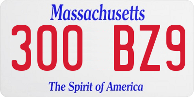 MA license plate 300BZ9
