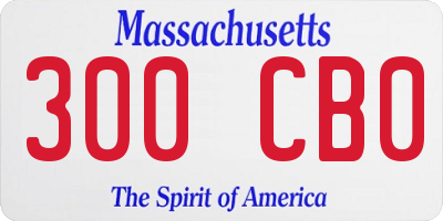 MA license plate 300CB0