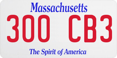 MA license plate 300CB3