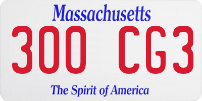MA license plate 300CG3