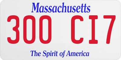 MA license plate 300CI7