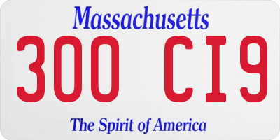 MA license plate 300CI9