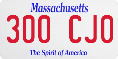 MA license plate 300CJ0