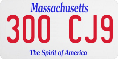 MA license plate 300CJ9