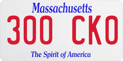 MA license plate 300CK0