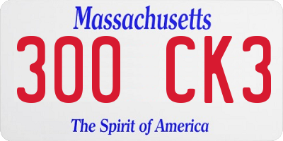MA license plate 300CK3