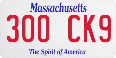 MA license plate 300CK9