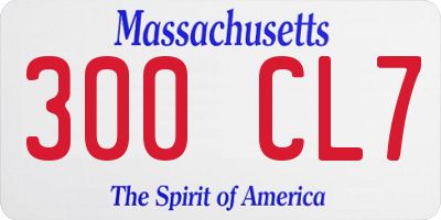 MA license plate 300CL7
