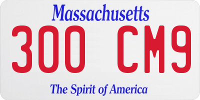 MA license plate 300CM9