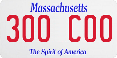 MA license plate 300CO0