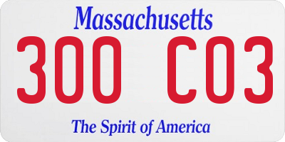MA license plate 300CO3