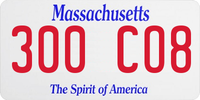MA license plate 300CO8