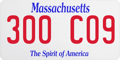 MA license plate 300CO9