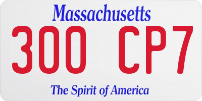 MA license plate 300CP7
