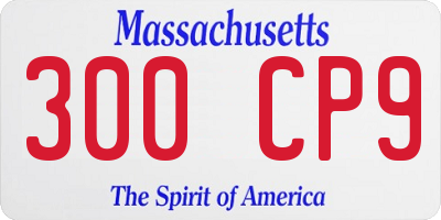 MA license plate 300CP9