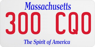 MA license plate 300CQ0